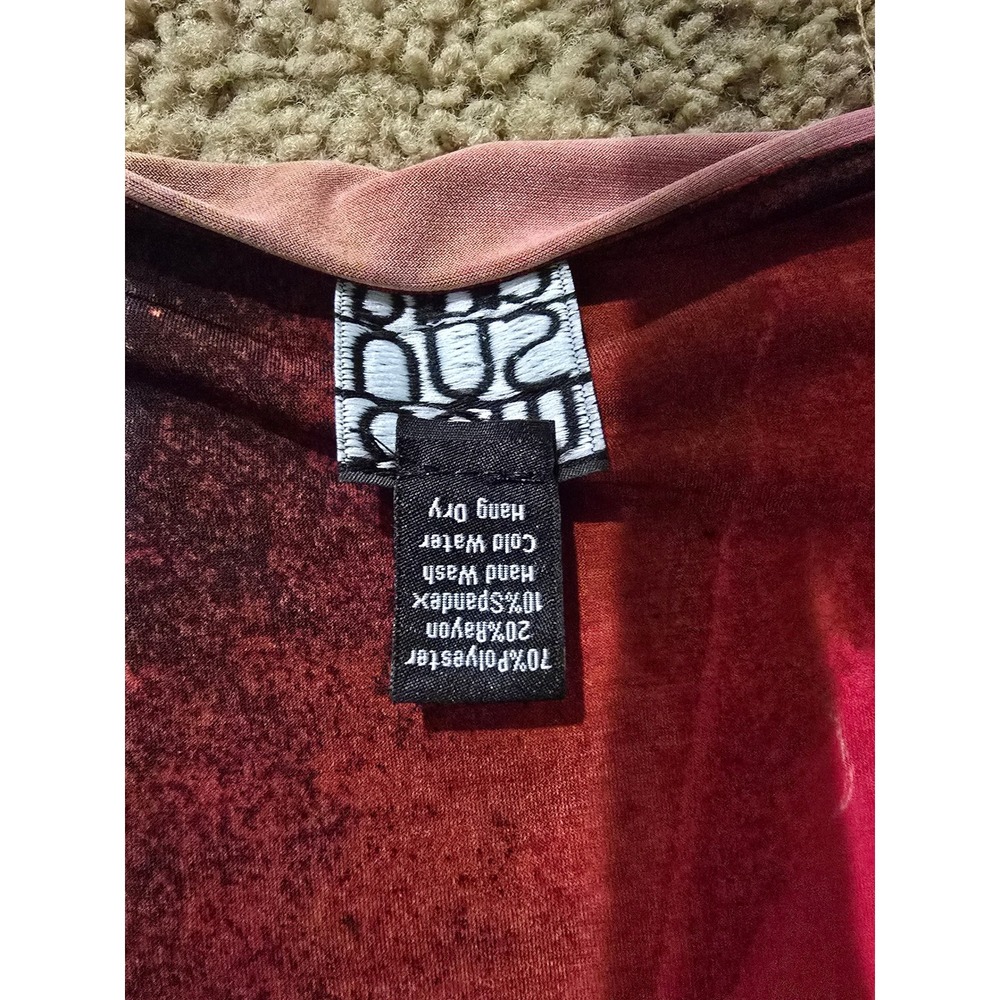Clara Sunwoo Abstract Print V-Neck Tunic Top Red Pink Black Women Size M USA - Picture 4 of 10